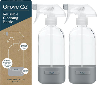 Botellas pulverizadoras vidrio 2x16oz con etiqueta silicona