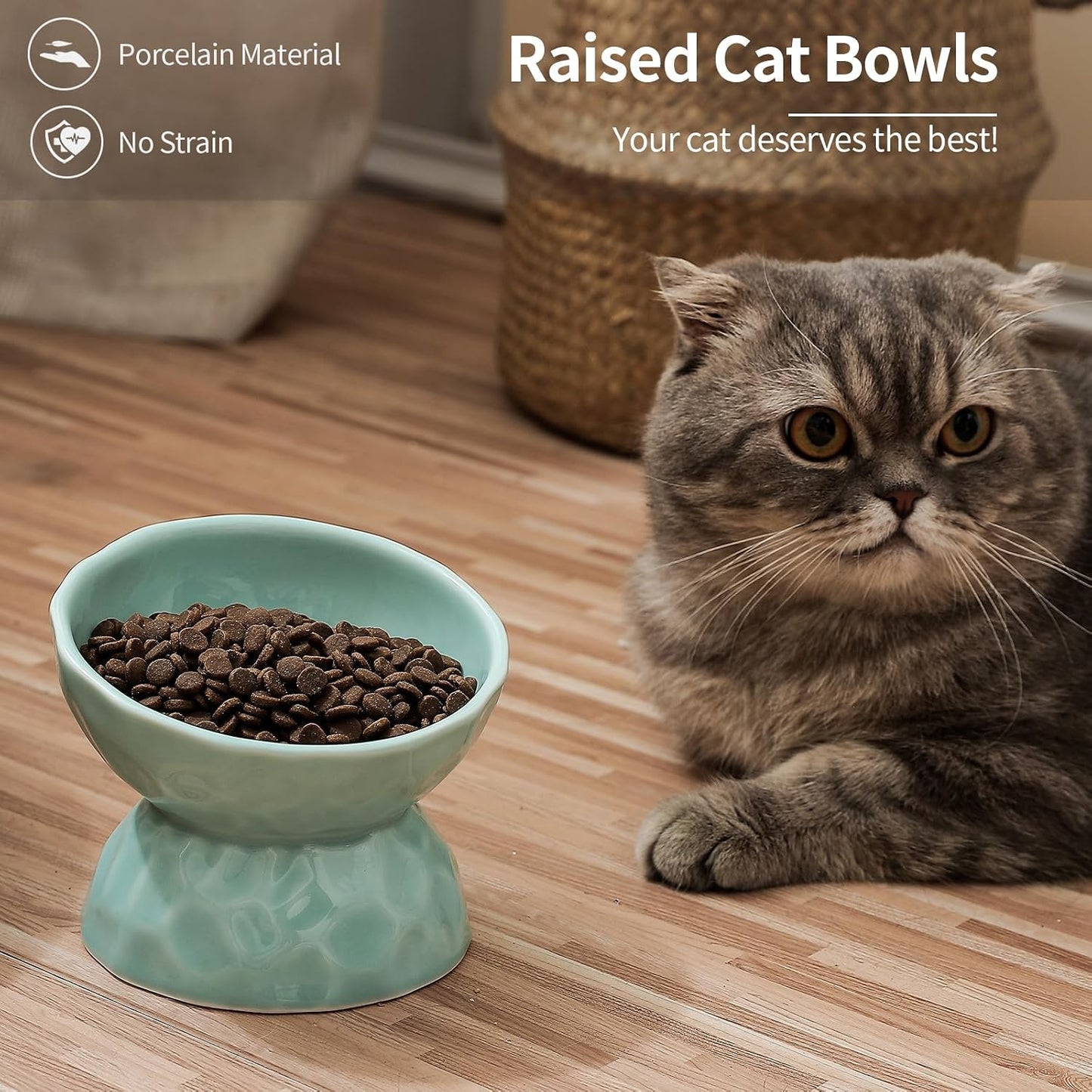 Tazones elevados cerámica para gatos y perros pequeños