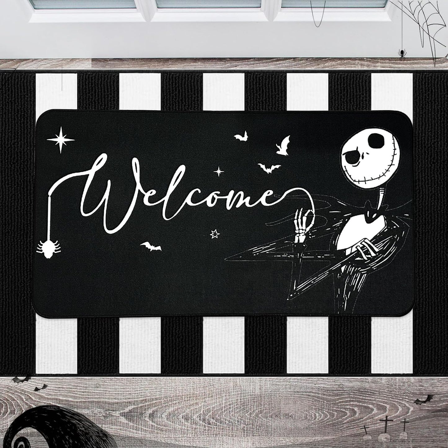 Tapete puerta esqueleto Jack 30x17" Navidad