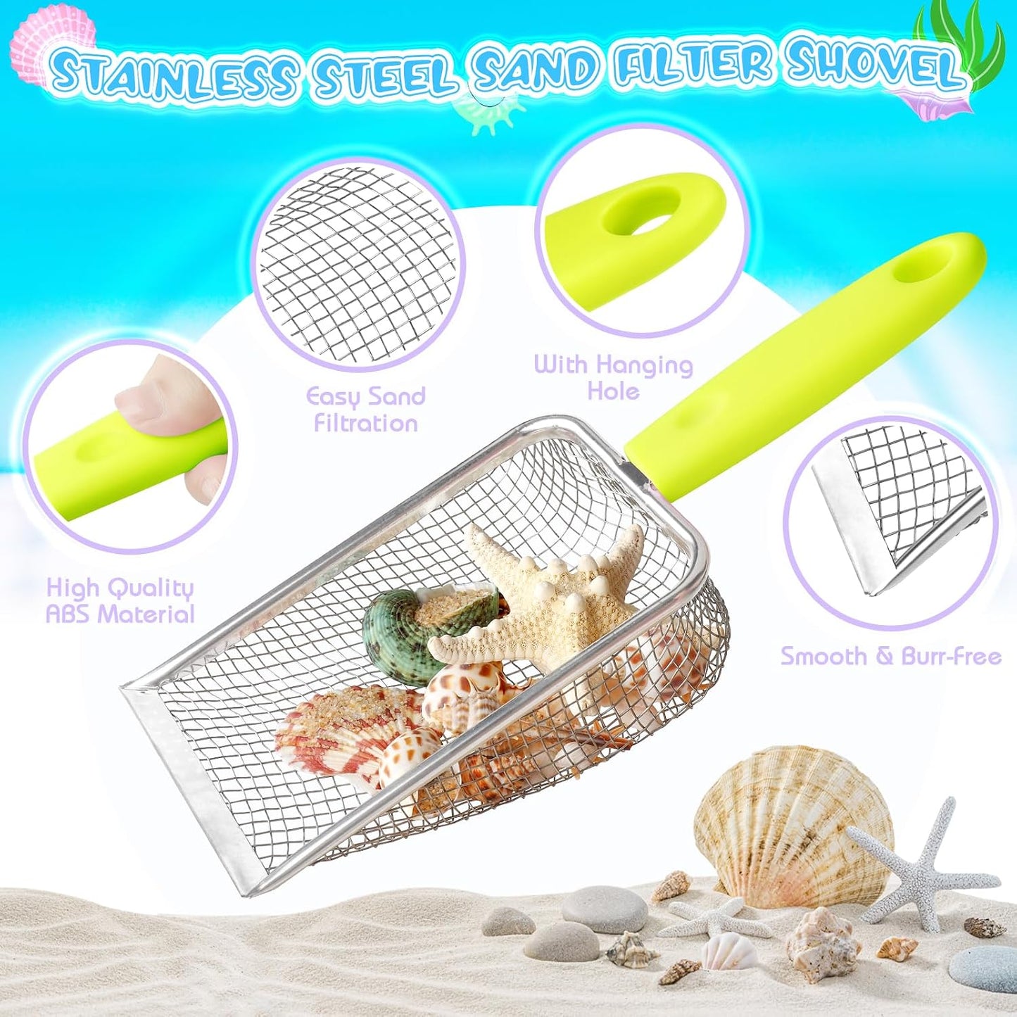 Set recolección conchas playa con cubos plegables