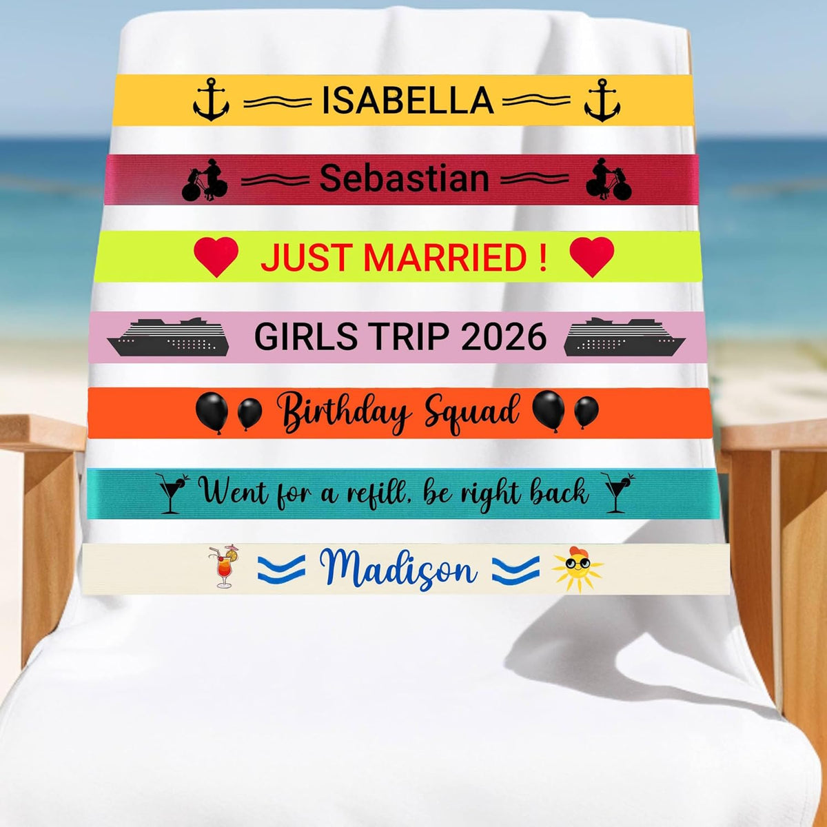Toalla elástica para crucero barco playa turquesa pack 2