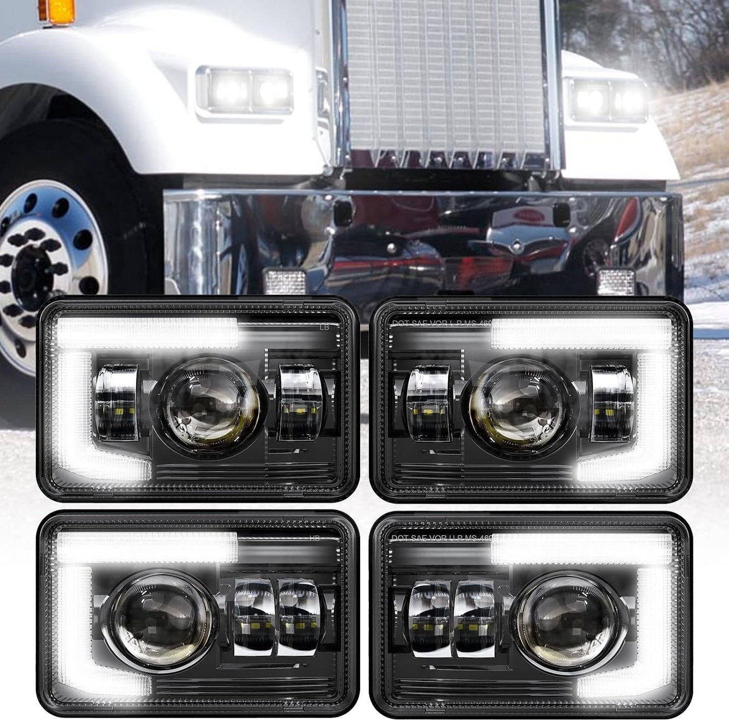 Faros LED comp 4x6pulg para Autos y Camiones