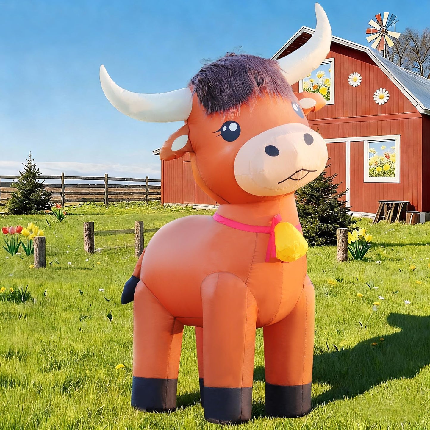 Inflable vaca de montañés 6ft decoración patio luces LED