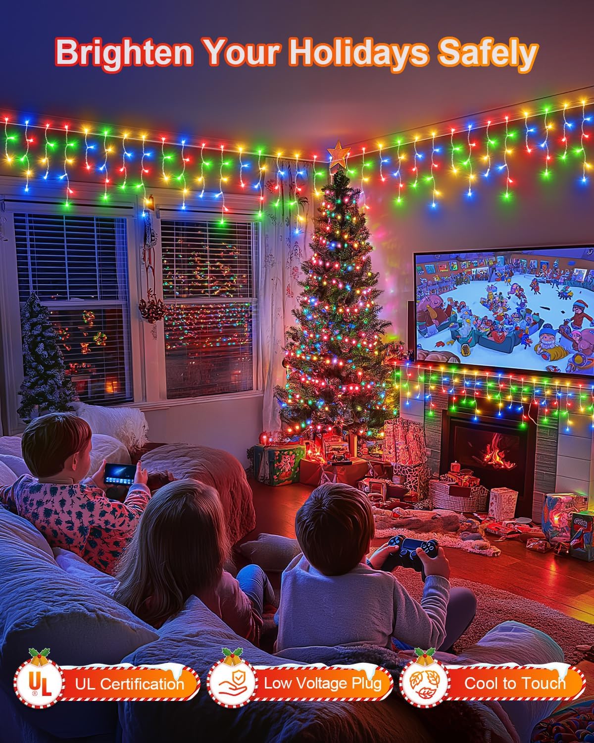 Luces Navidad exteriores 159pies 1458LED impermeables