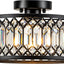Lámpara techo cristal negro candelabro redondo 1 luz
