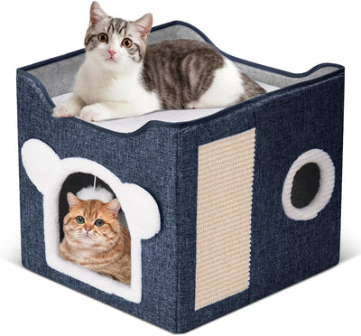 Cama plegable para gatos con almohadilla y bola 16.5x16.5x13.2