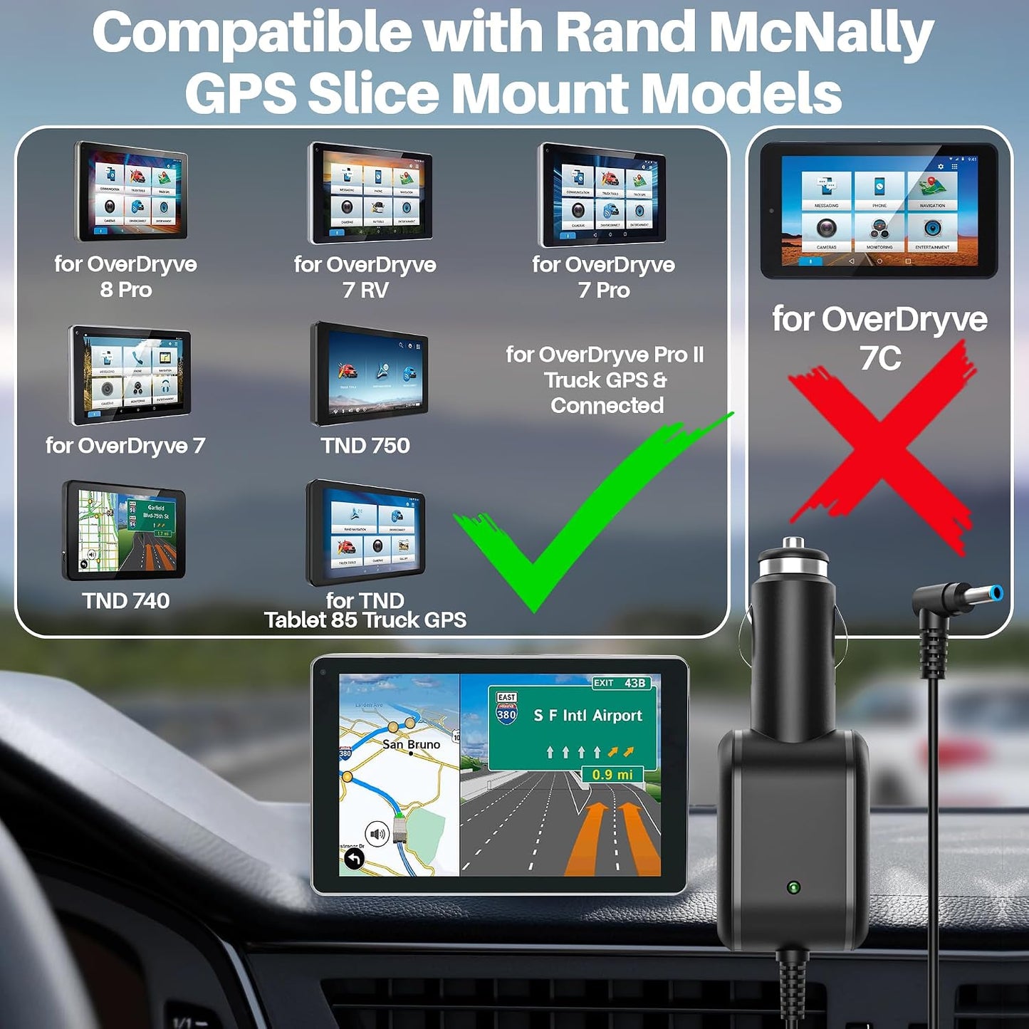 Cargador coche 5V adaptador Rand McNally GPS magnético