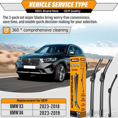 Limpiaparabrisas BMW X3 X4 26pulg 12pulg 18-23 3 Pzas