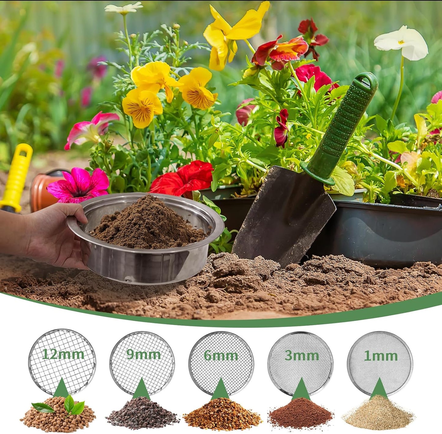 Tamiz tierra acero inox 5 mallas jardinería
