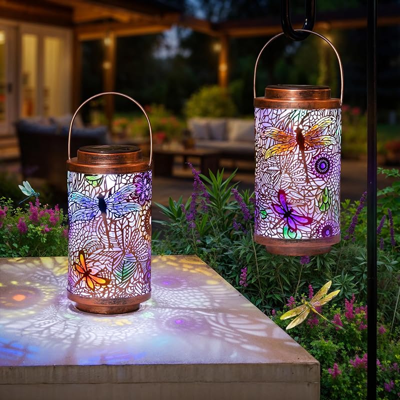 2 Linternas Solares Impermeables Jardín Regalo Mamá Multicolor