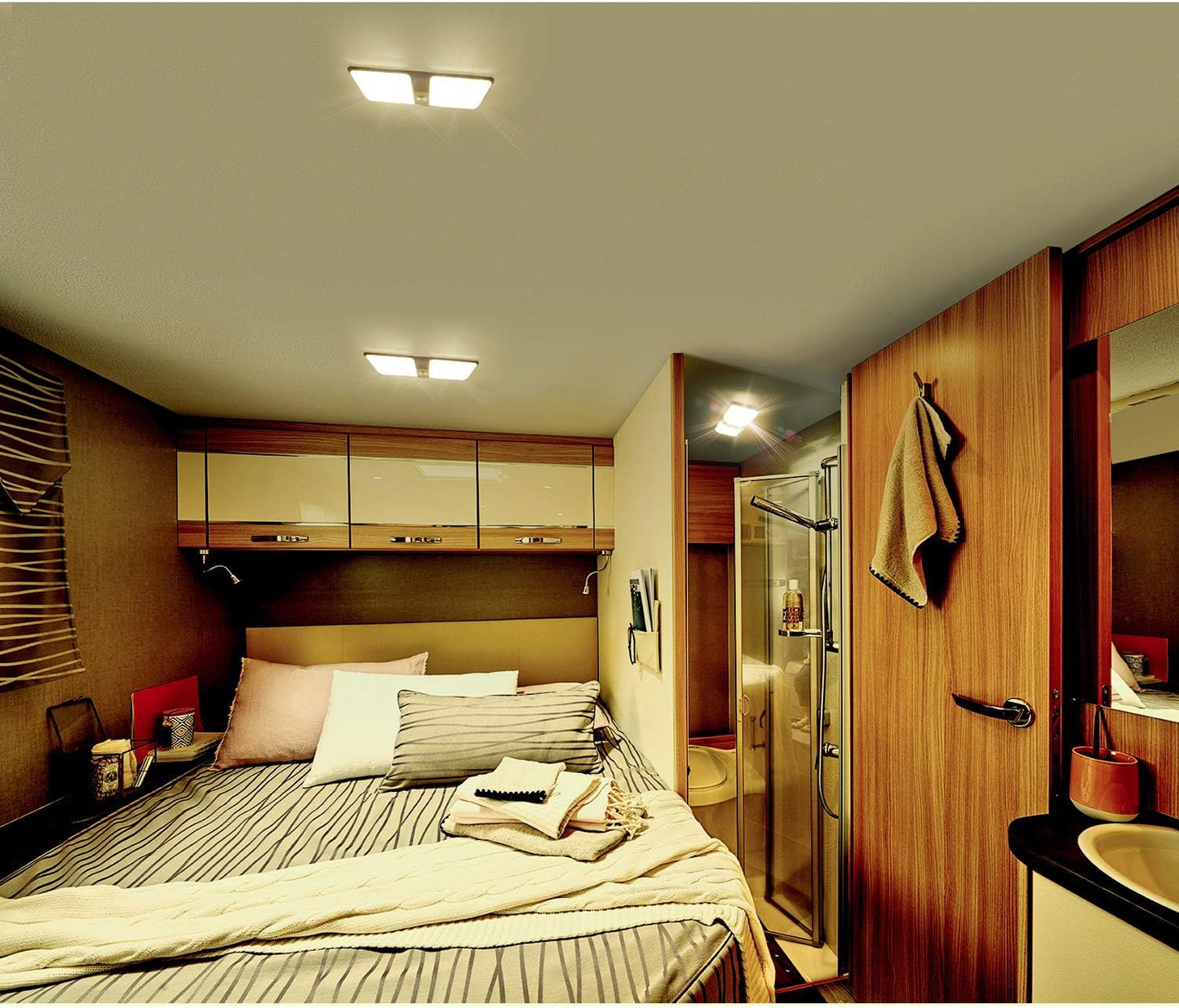 Luz LED techo doble 12V 6W 600lm blanco cálido para caravana