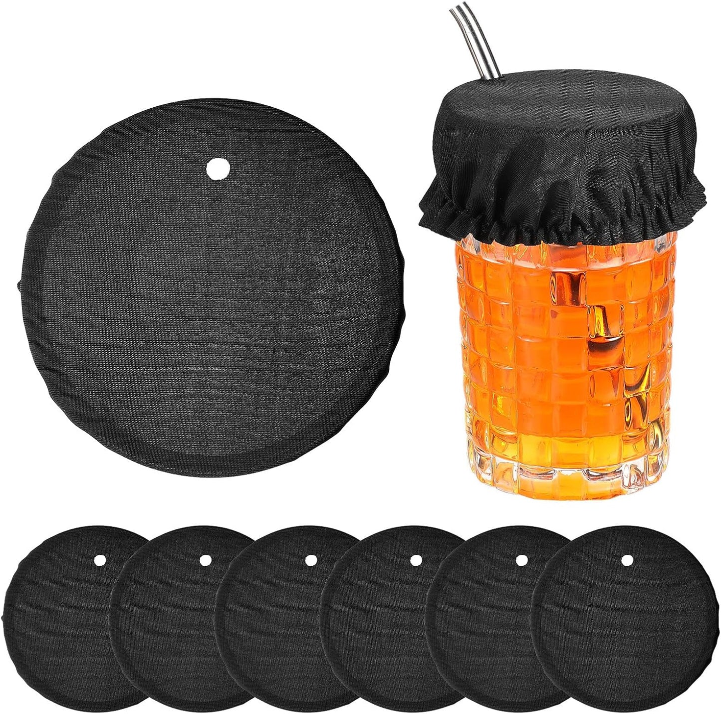 6 Fundas Vidrio Reutilizables Con Agujero Pajilla Para Bebidas