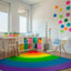 Alfombra arcoíris para aula niños 6ft cuarto círculo