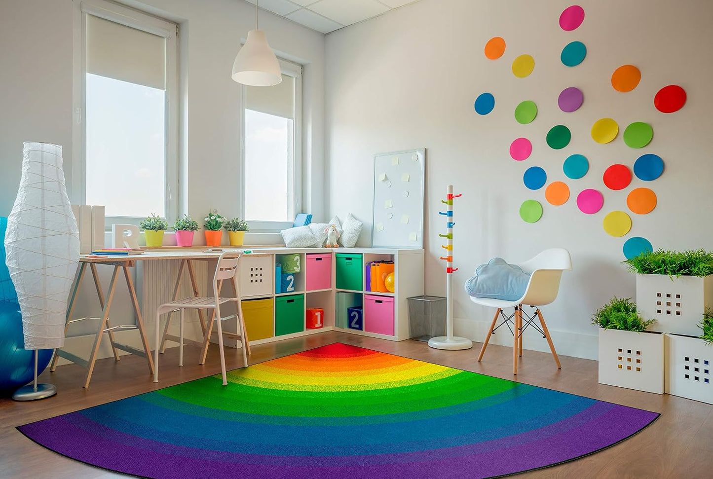 Alfombra arcoíris para aula niños 6ft cuarto círculo