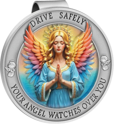 Clips visera ángel guardián accesorios auto colorido 3D
