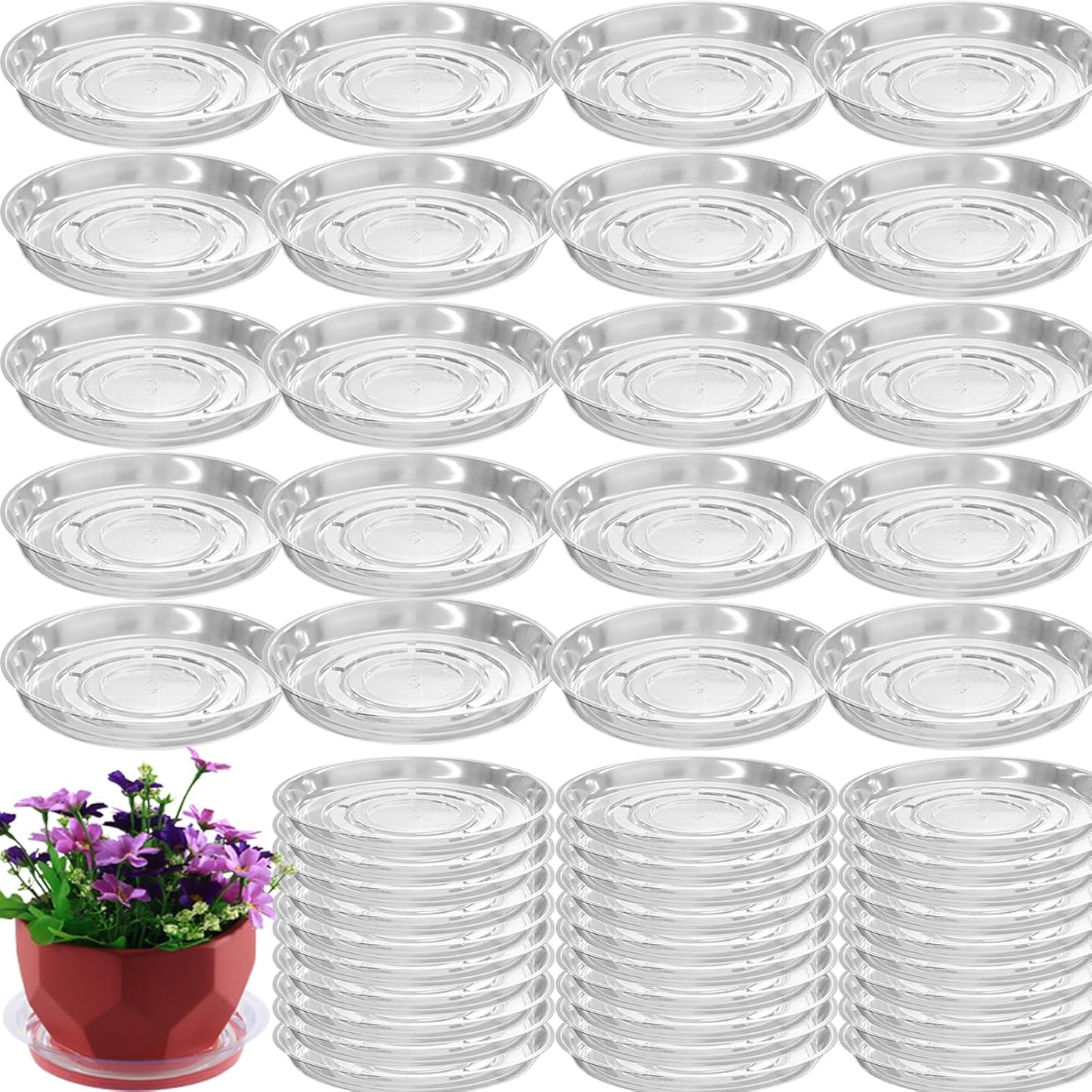 50 Pzas Platillos Transparentes 6" para Plantas Resistentes