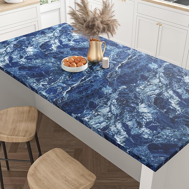 Papel contacto mármol azul 15.7x354" impermeable