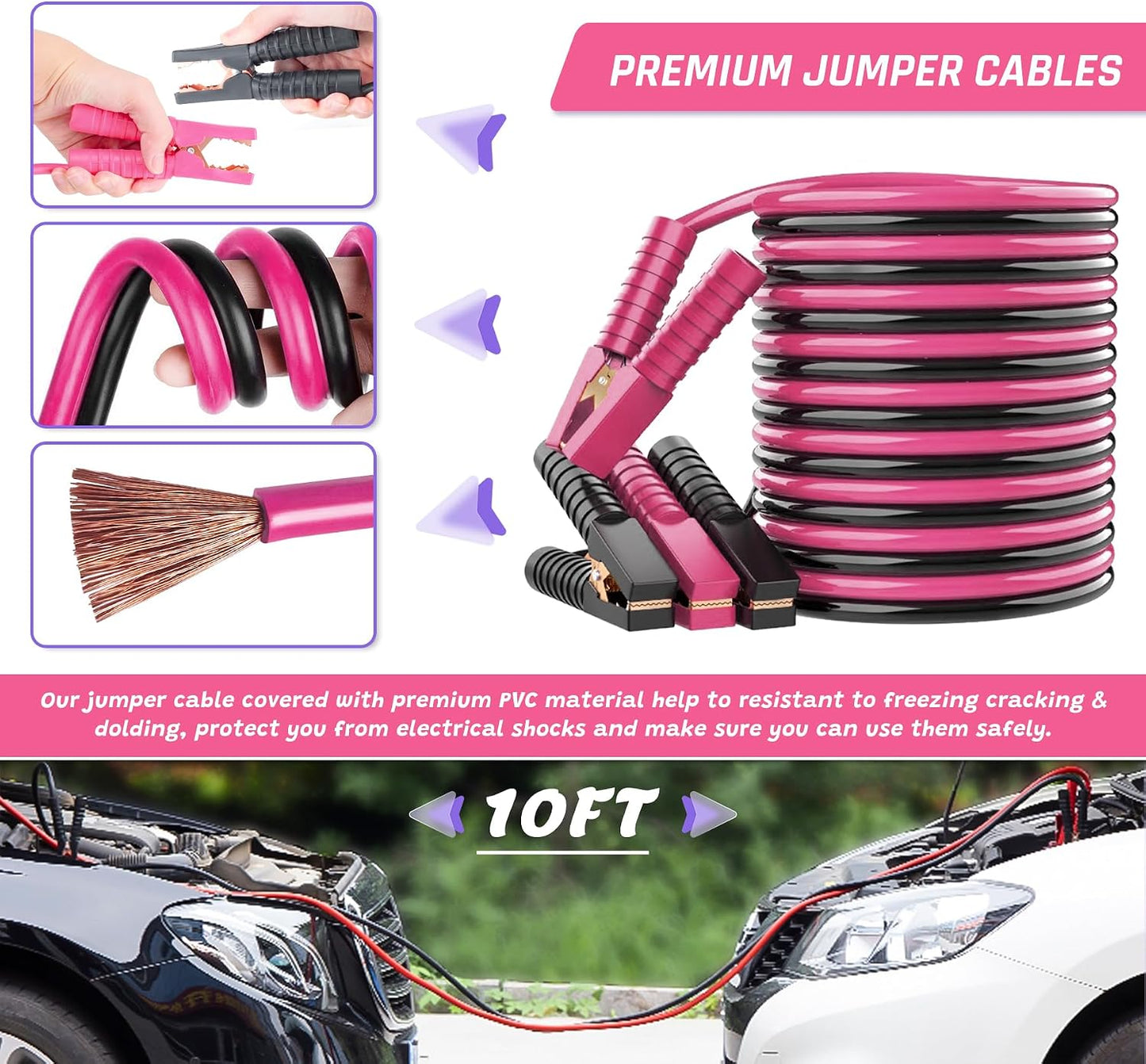 Kit emergencia auto 298 pzas con cables puente