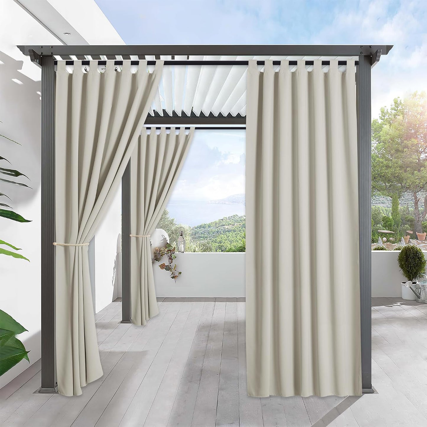 Cortinas exteriores impermeables 52x84" bloqueo luz solar
