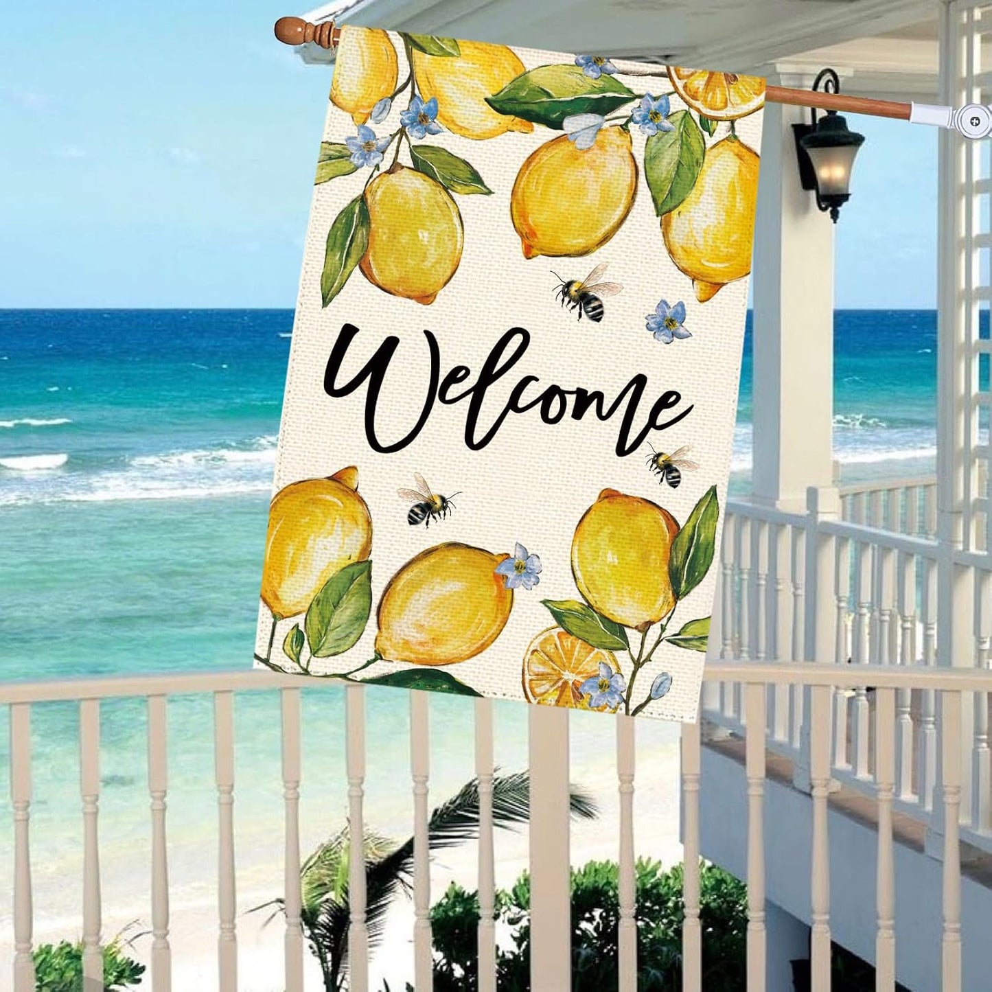 Bandera verano doble cara amarillo limón 28x40"