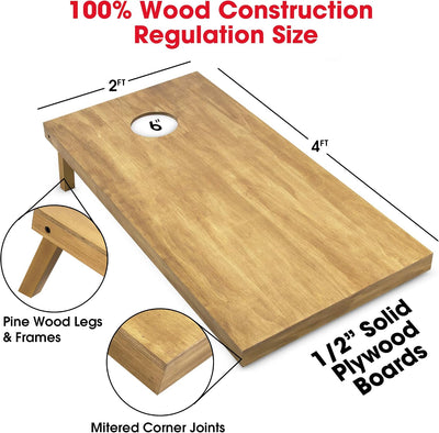 Set 2x4pies Tablas Cornhole Madera Color Beige con Funda