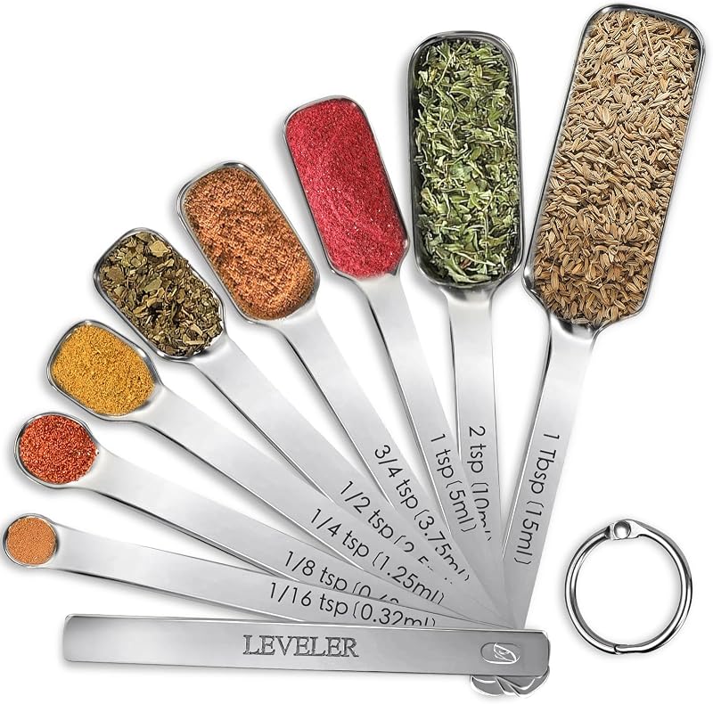 Set 9 cucharas medidoras con nivelador para cocina y hornear