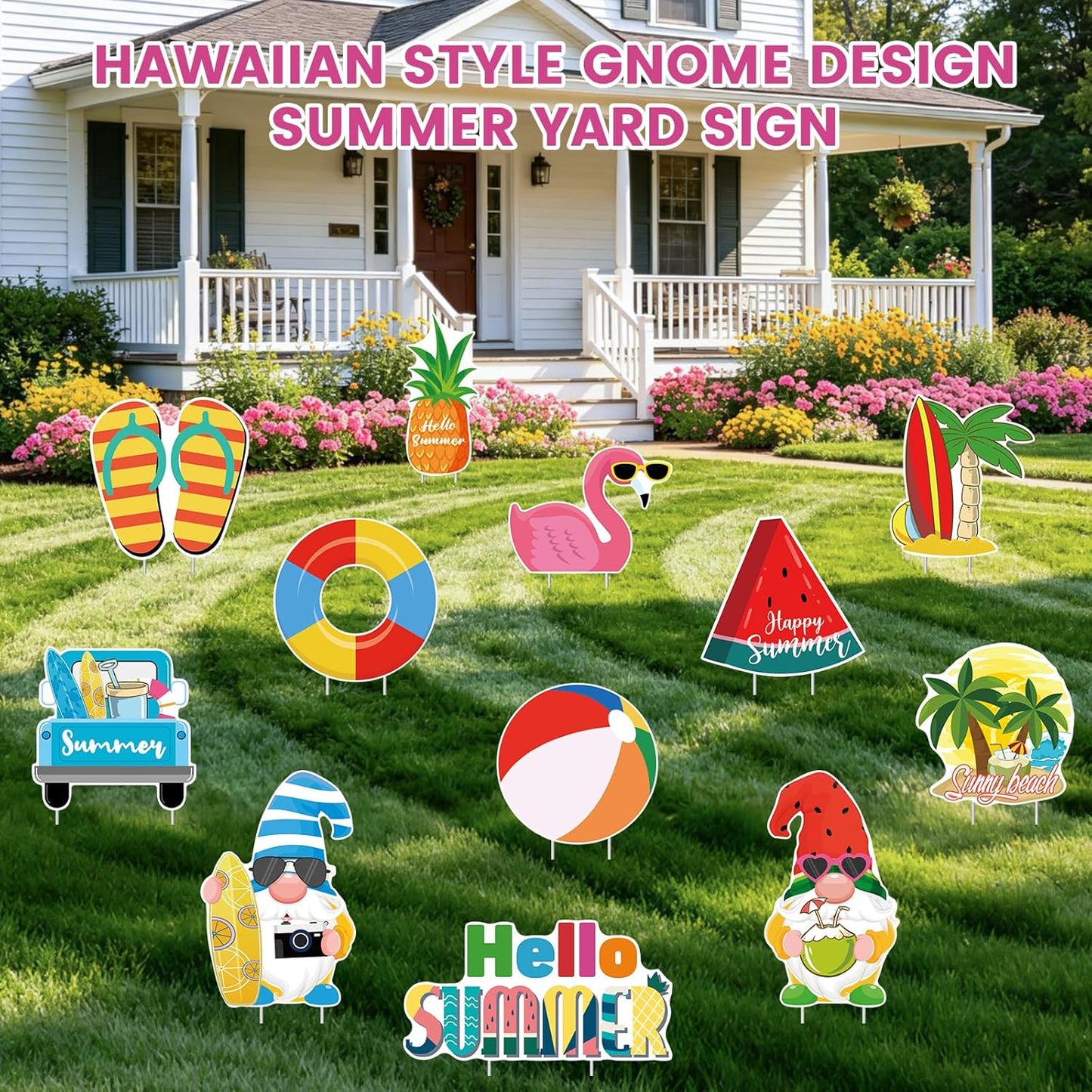 12 Carteles Verano con Estacas para Patio Jardín