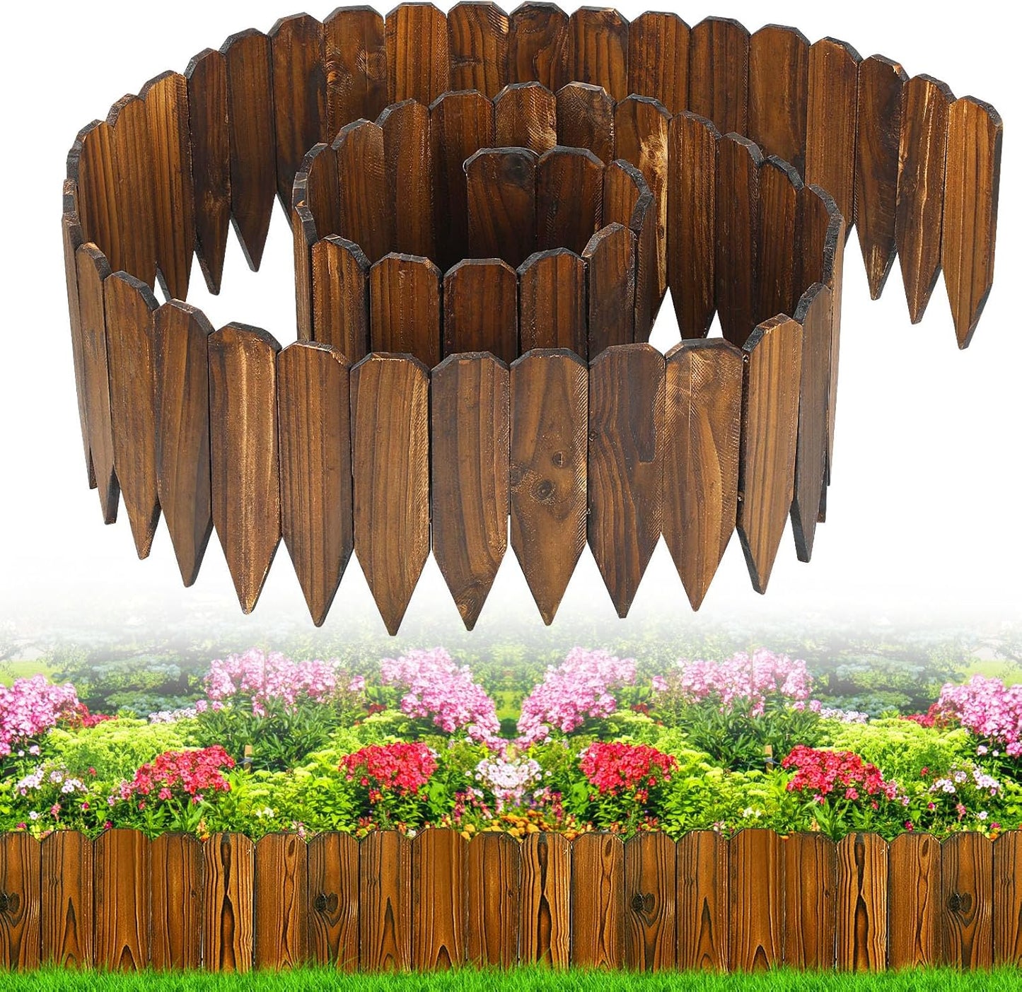 Valla jardín madera pino rústica 13.1ft x 12pulg resistente
