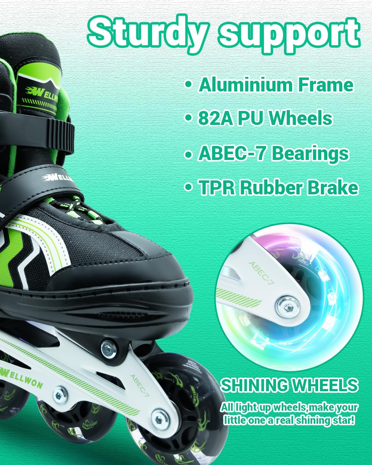 Patines en línea ajustables para niños con ruedas iluminadas