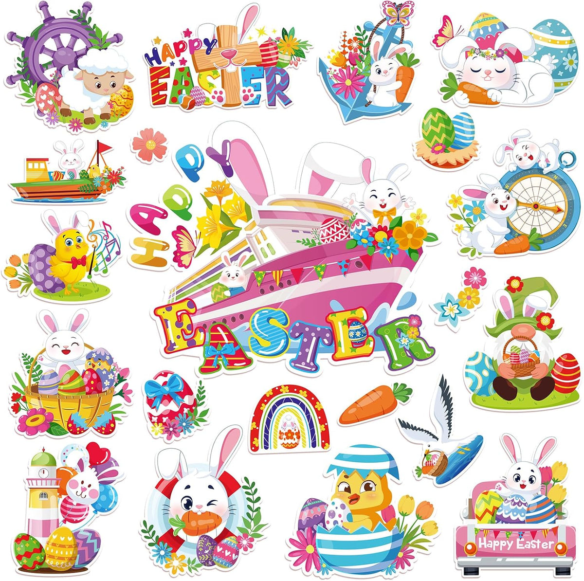21 Pzas Decoración Puerta Pascua Huevos Conejitos Imanes Refri
