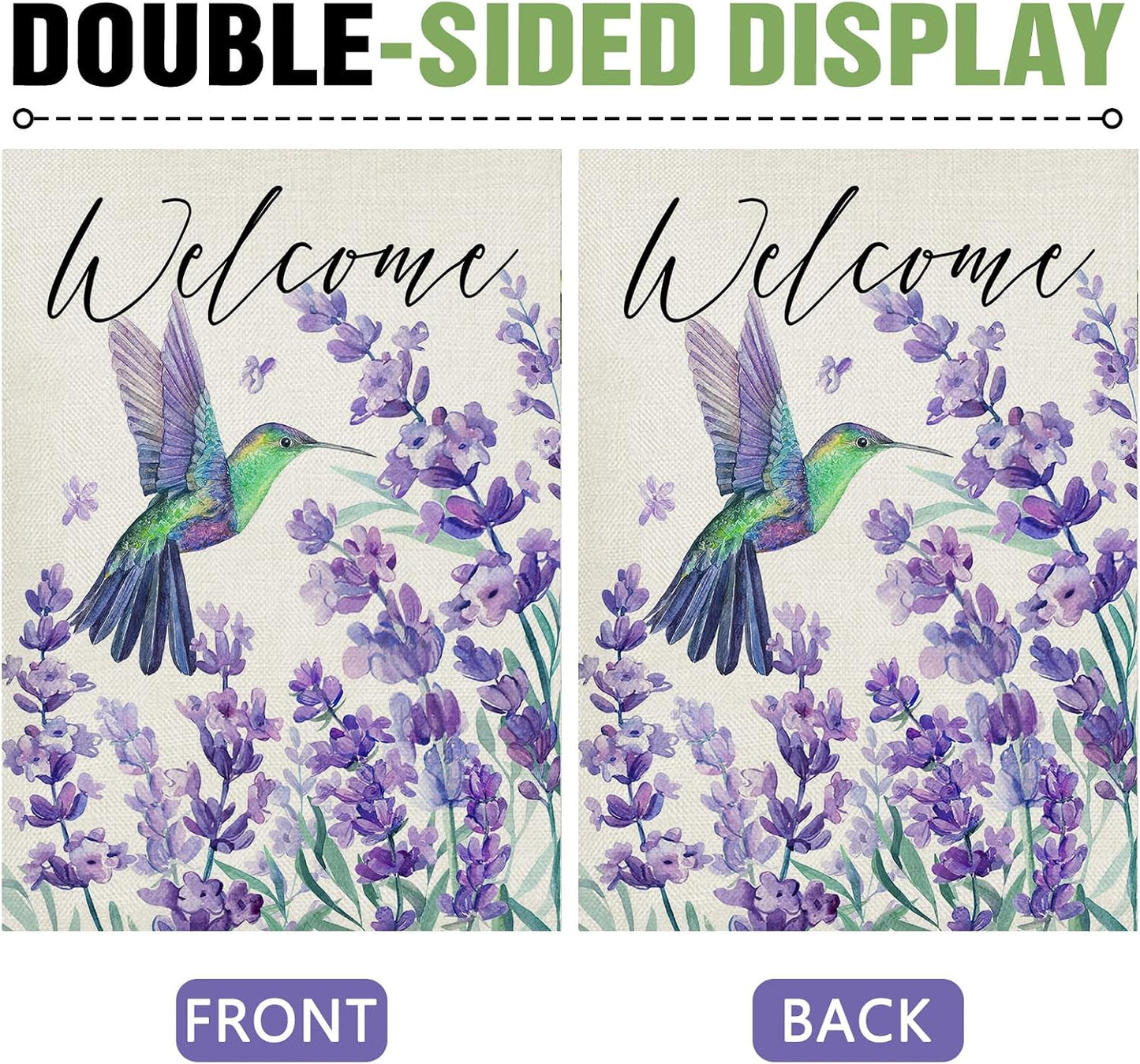 Bandera decorativa primavera verano colibrí lavanda patio