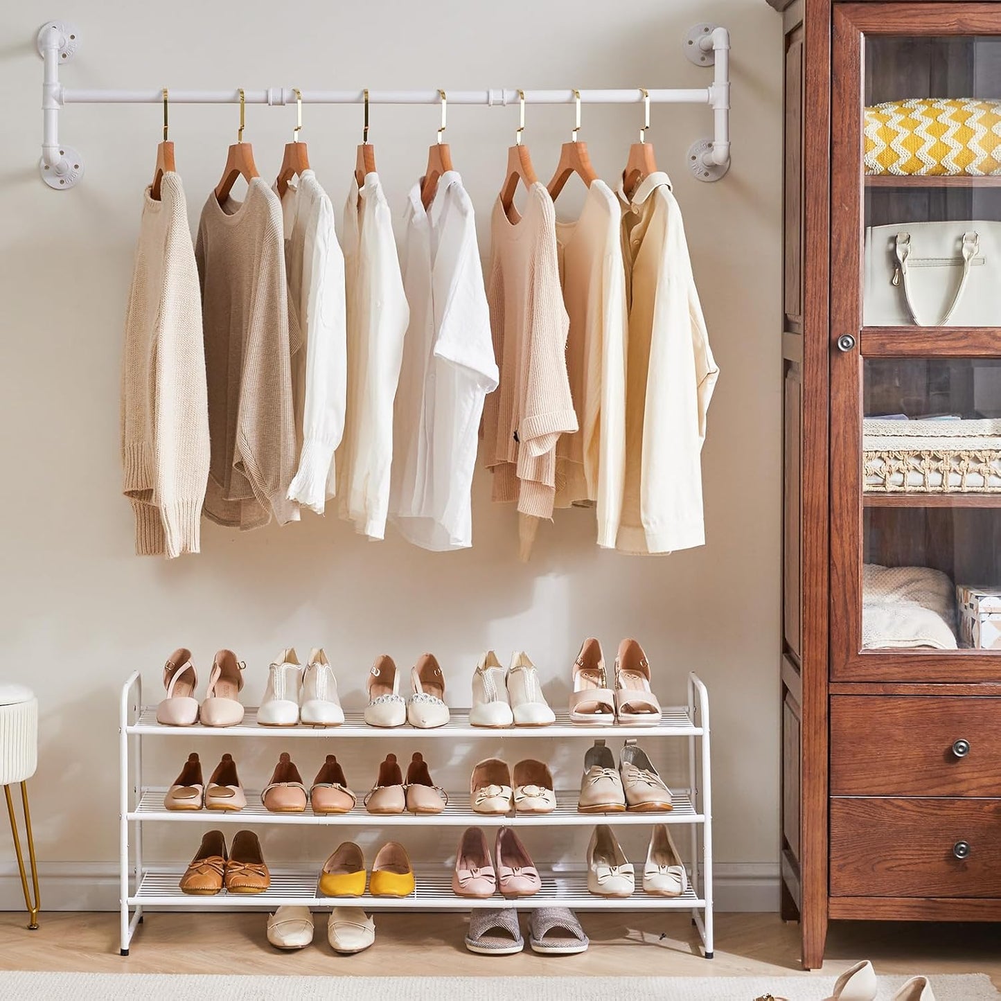 Set 2 Percheros Tubería 50" Pared Colgante Ahorro Espacio