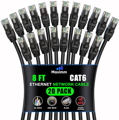 Cable Ethernet Cat6 UTP 8pies pack 20 negro