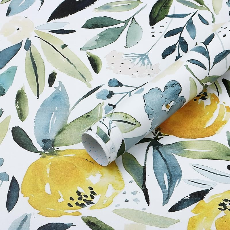 Papel tapiz floral autoadhesivo 16.1x394pulg para armarios
