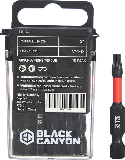 Brocas Torx T25 2pulg vástago 1/4 pulg magnética resistente