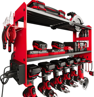 Organiz. herramientas eléctricas 5 tomas rojo