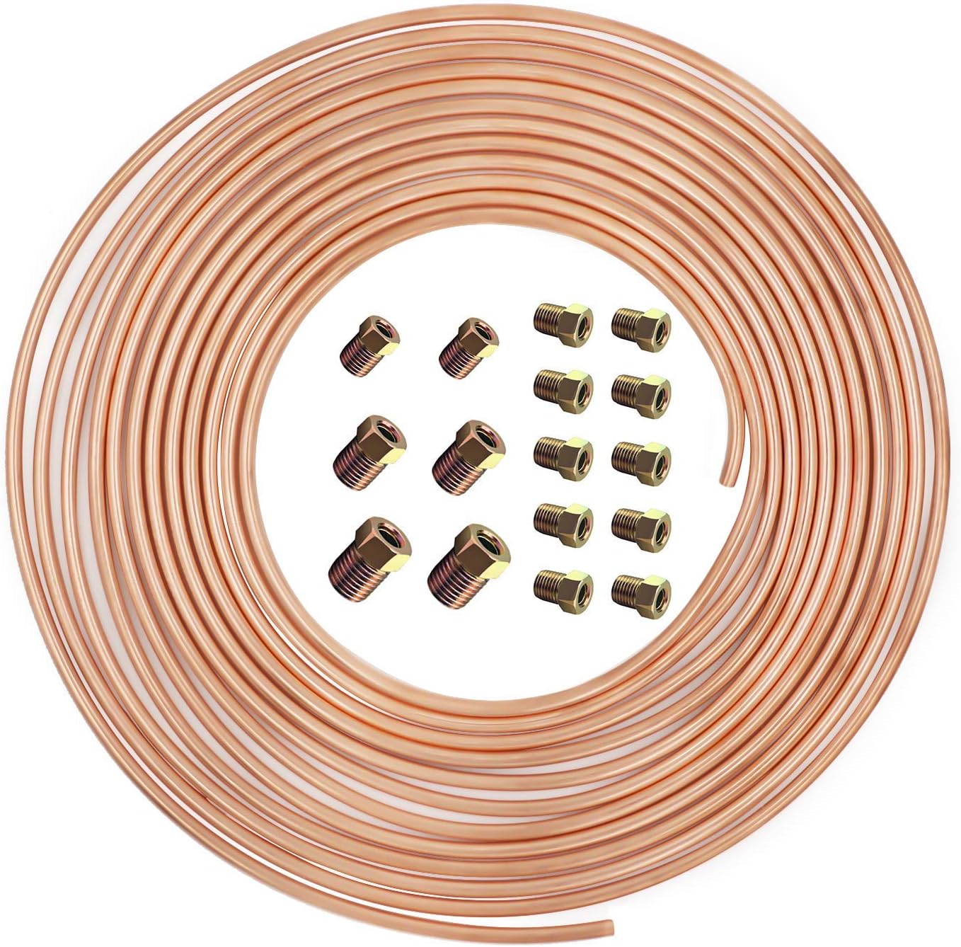 Kit línea freno 25pulg 3/16 cobre 16 accesorios fácil doblar