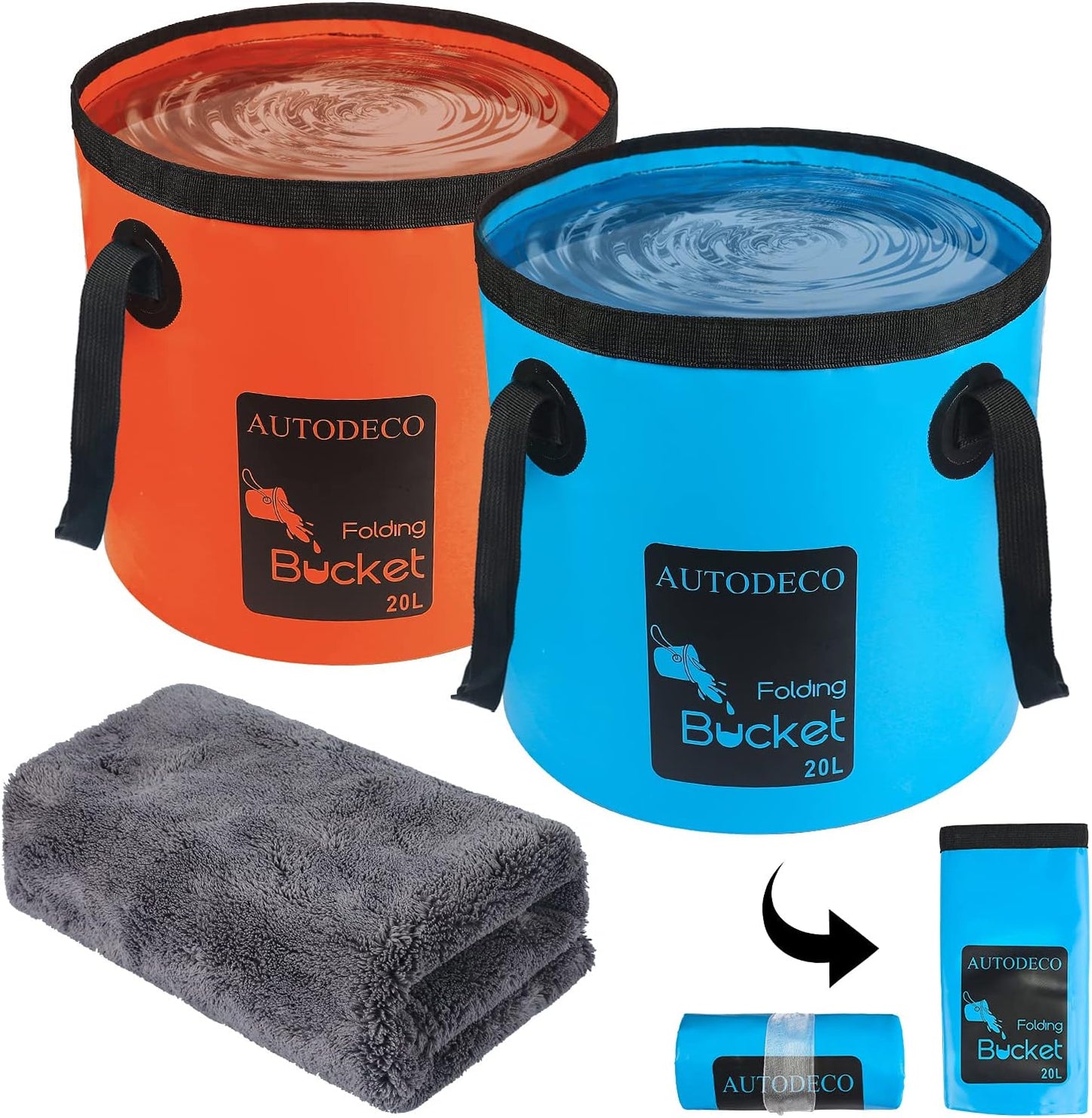 2 Cubos Plegables 5gal 20L para Viajes Campamento