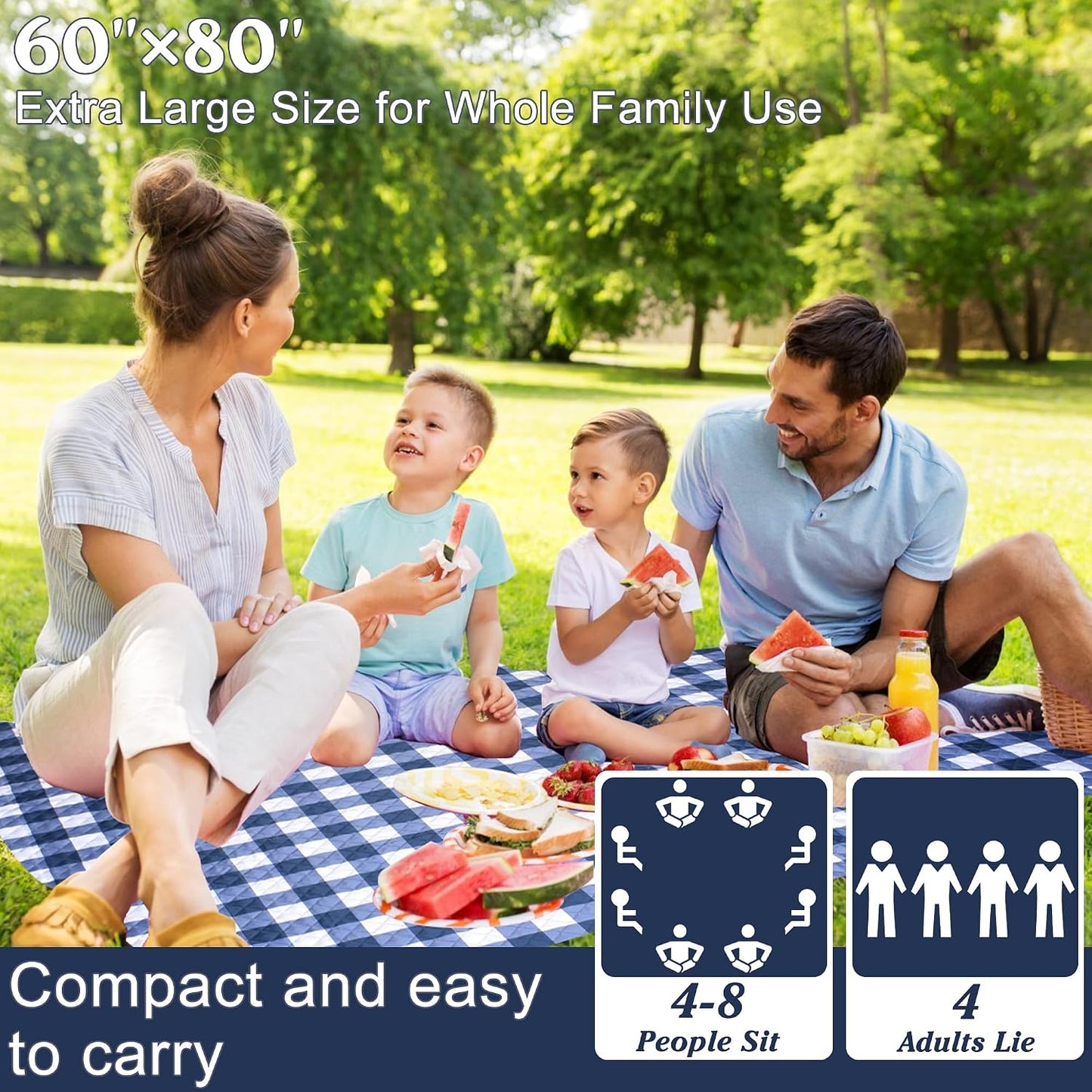 Manta picnic 80x60" impermeable 5 capas para 6-8 adultos