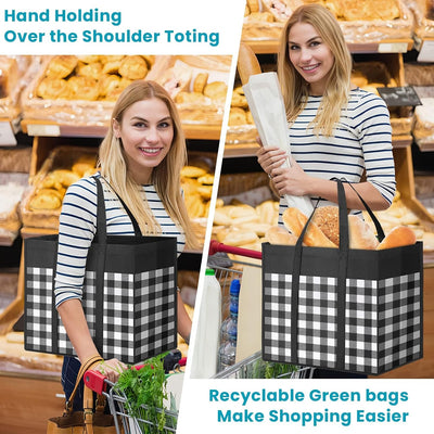 6 Pzas Bolsas Comestibles Reutilizables Plegables Negro-Blanco