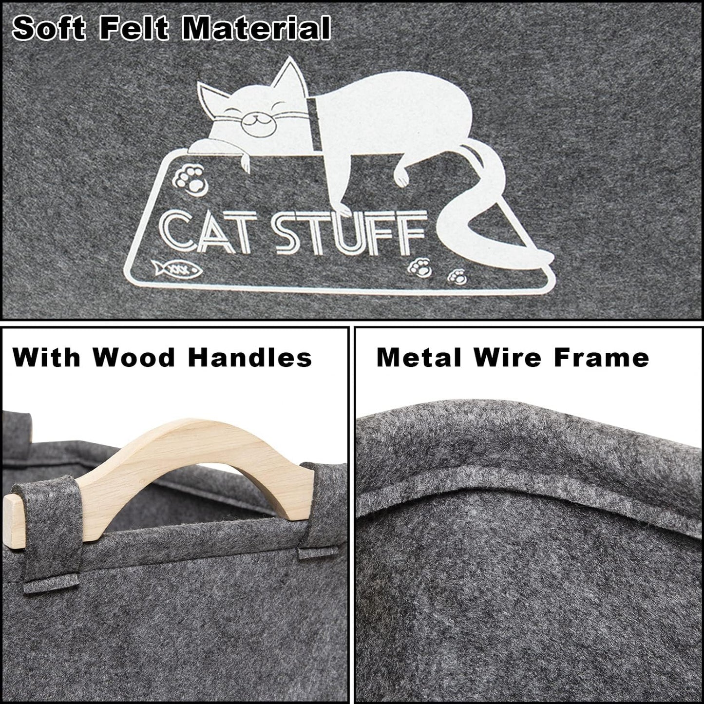 Cesta fieltro para juguetes y accesorios gato