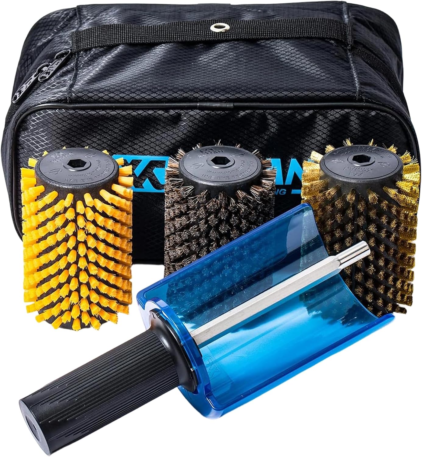 Kit cepillos esquí mango eje 3 cepillos nailon caballo latón