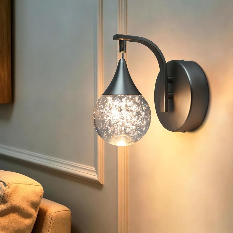 Aplique pared LED cristalino regulable 5W níquel