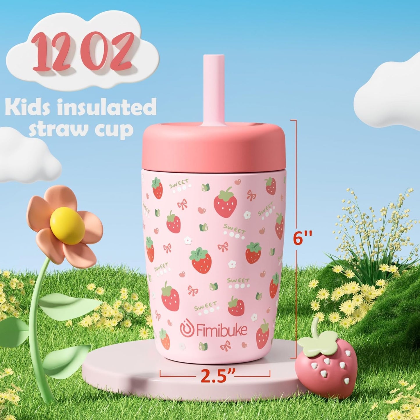 Vaso entrenador para niños 12oz acero inox sin BPA
