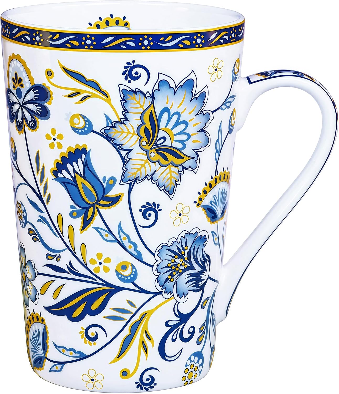 Taza café porcelana hueso floral 14oz regalo mujer madre