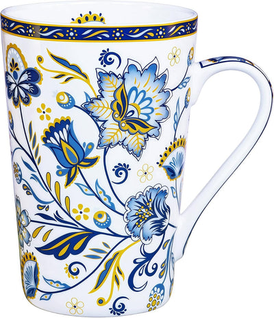Taza café porcelana hueso floral 14oz regalo mujer madre