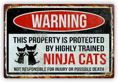 Cartel metal gatos ninja 8x12"