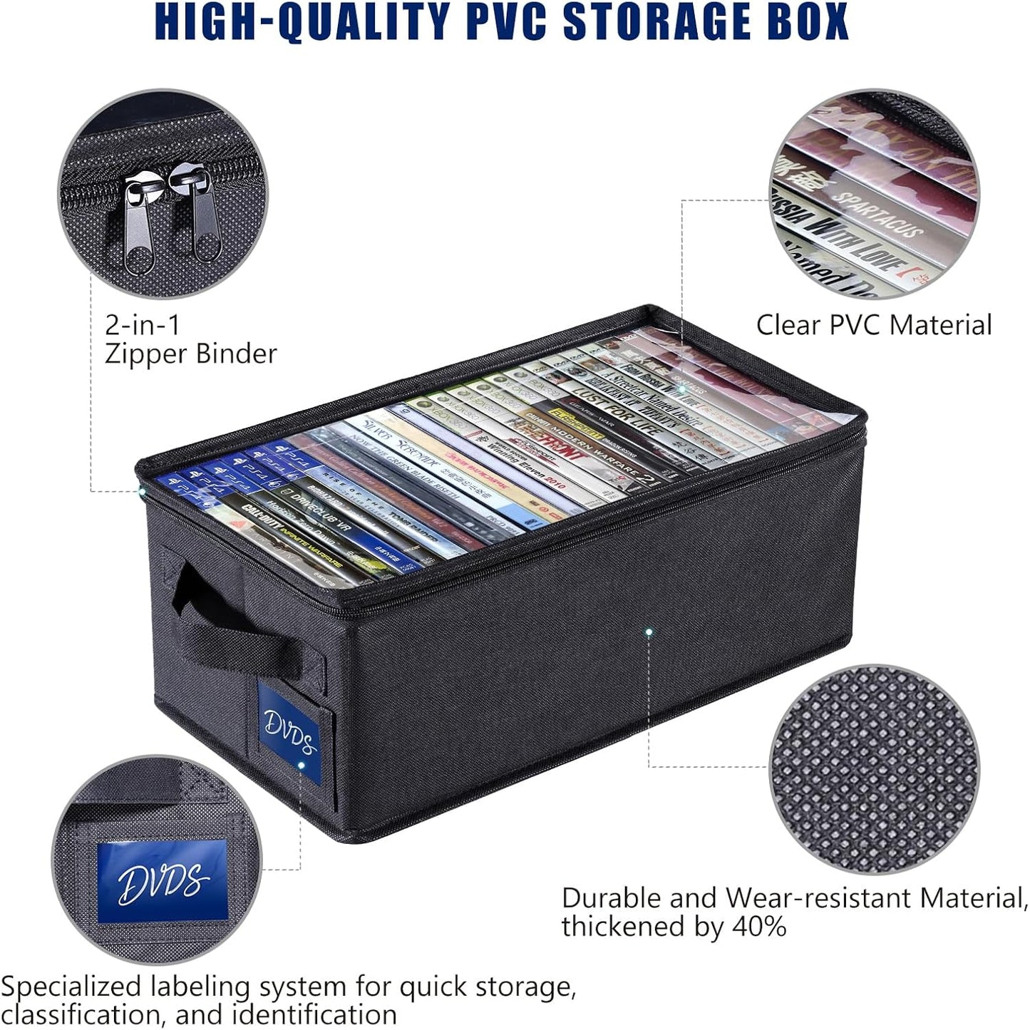 Cajas almacenamiento CD 14x5.9x5.3" 2 Pzas con ventana