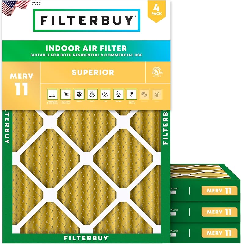 Filtro aire MERV 11 14x20" para mascotas alergias 4 pzas