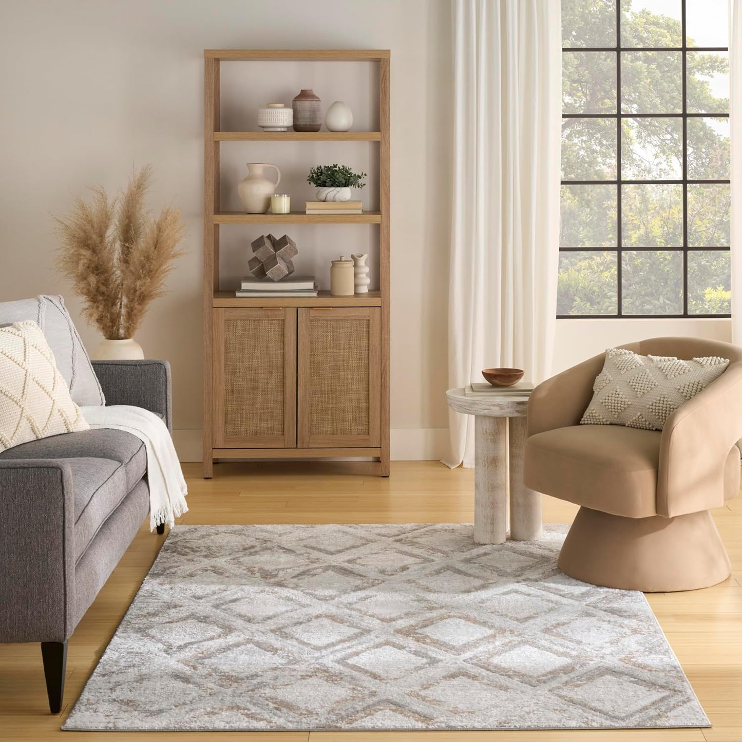 Alfombra gris 4x6ft fácil de limpiar para dormitorio y sala